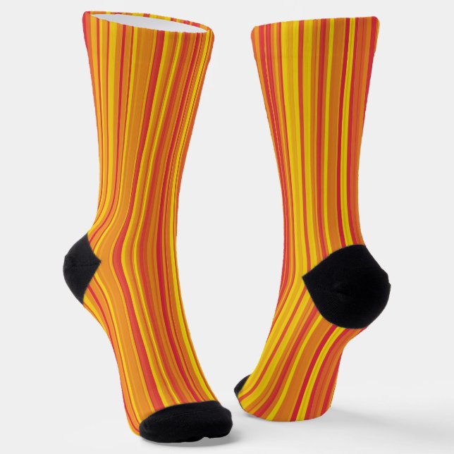 Chaussette Orange Red Yellow Stripes Seamless Pattern (Angulaire)