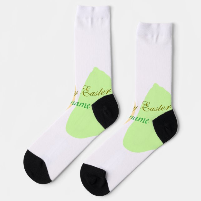 Chaussette Orange vert oeuf heureux pâques ajouter nom messag (Gauche)