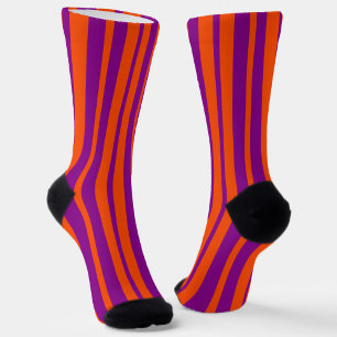 Chaussette Orange violet élégant Grandes Motifs Design