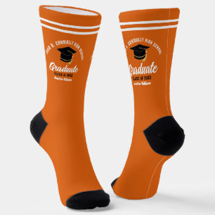 Chaussette Orange White Graduate Personnalisé 2025 Graduation