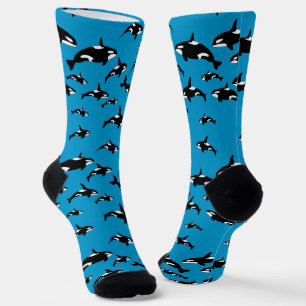 Chaussette Orca Killers Baleines Motif sur Blue