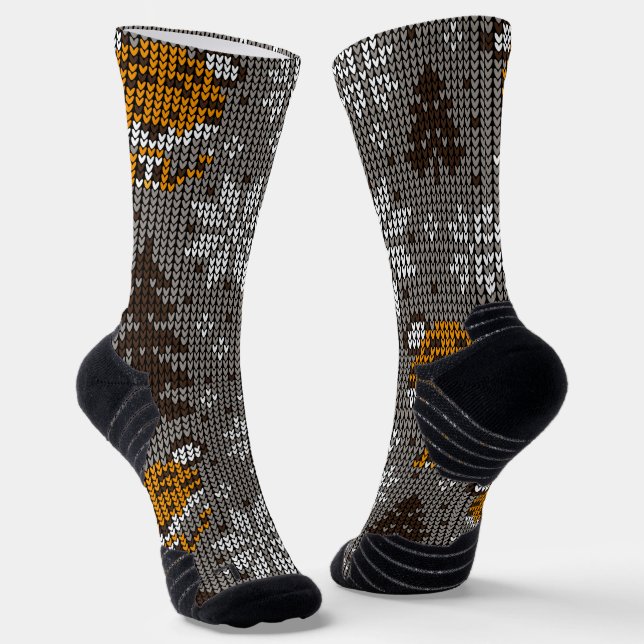 Chaussette Ornement de Noël et Arbres motif rétro classe (Angulaire)