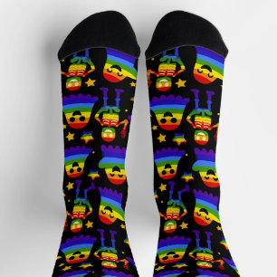 Chaussette 🦇🌈 Os et Étoiles Arc‑en‑ciel 