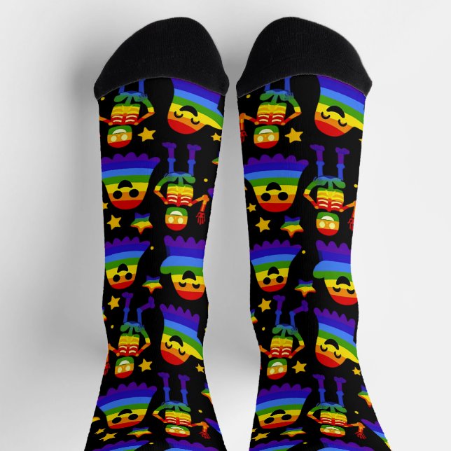 Chaussette 🦇🌈 Os et Étoiles Arc‑en‑ciel  (Haut)