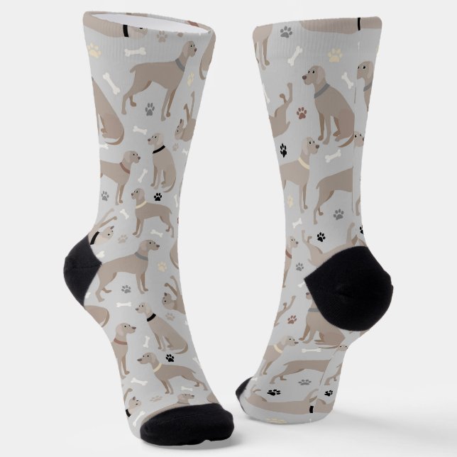 Chaussette Os Weimaraner et balais chaussettes (Angulaire)