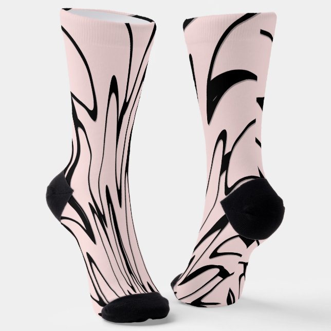 Chaussette Où l'art rencontre la pensée noir et rose (Angulaire)