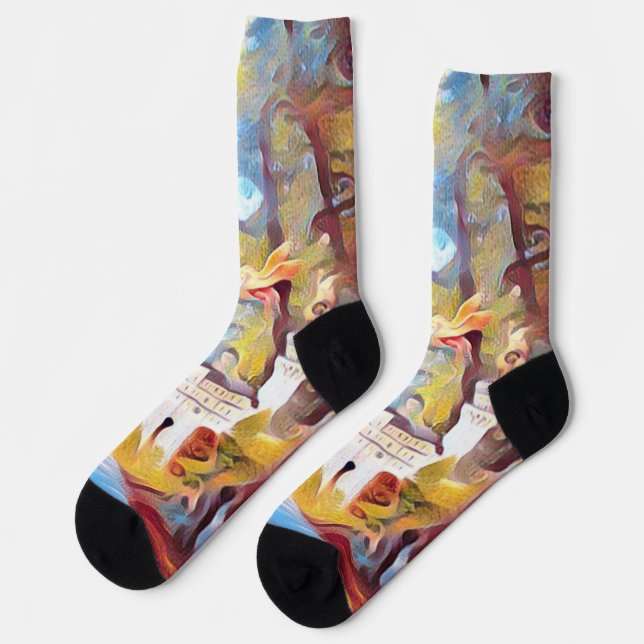 Chaussette Où Les Unicornes Jouent Pop Art, Chaussettes (Gauche)