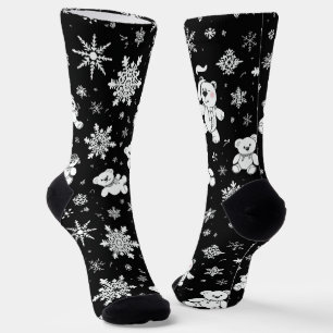 Chaussette Ours en peluche blanc et motif sans couture de flo