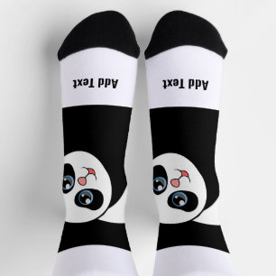 Chaussette Ours Panda Mignon photo ajouter texte Équipage de