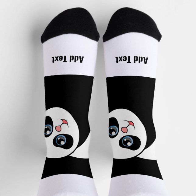 Chaussette Ours Panda Mignon photo ajouter texte Équipage de  (Haut)