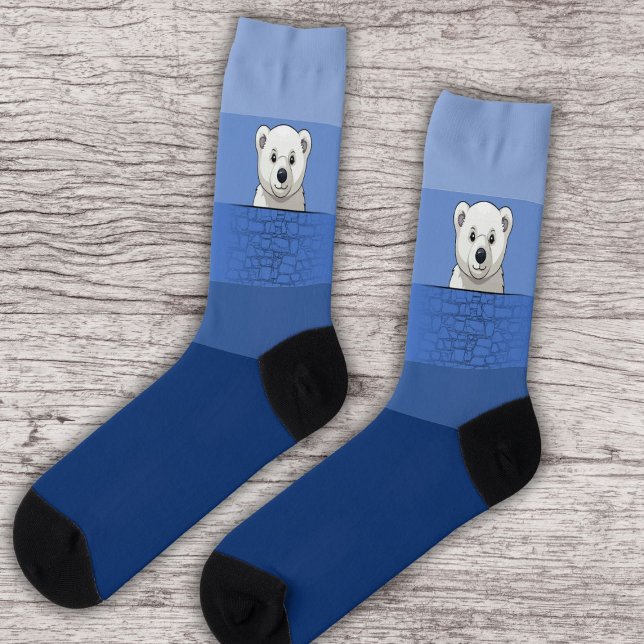 Chaussette Ours regardant au-dessus du mur, Eaux conviviales (Créateur téléchargé)