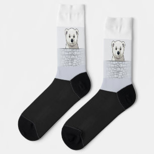 Chaussette Ours regardant sur le mur, tons blancs