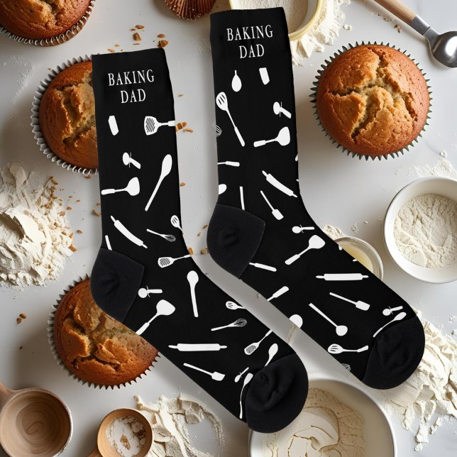 Chaussette Outil de cuisine amusant Motif Cuisine Papa Chauss (Fun socks for the Baking Dad in your life!)