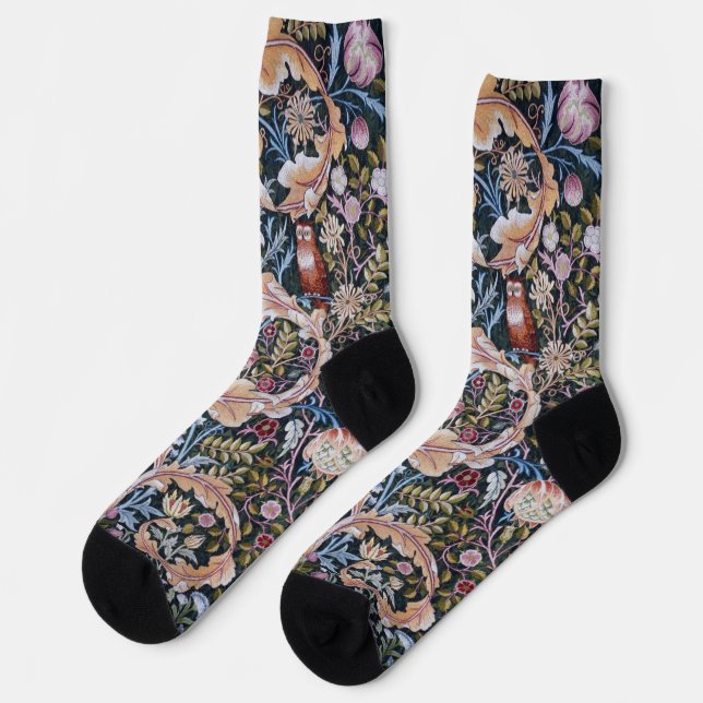 Chaussette Owl and Flowers, William Morris (Gauche)