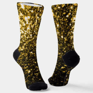 Chaussette Paillettes fausses jaunes or foncé