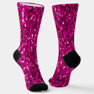 Chaussette Paillettes fausses scintillantes rose chaud