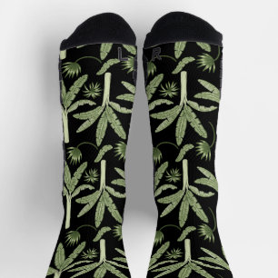 Chaussette Palmiers tropicaux forme d'emballage motif sans so