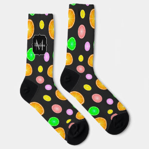 Chaussette Pamplemousse de citron orange motif d'été Monogram