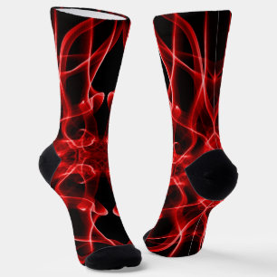 Chaussette Panaches de Fumée Rouge sur Fond Noir