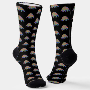 Chaussette Pangolin coloré Art animal noir