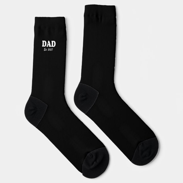 Chaussette Papa Custom Est date moderne typographie noir (Droite)
