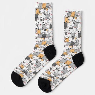 Chaussette Papier peint carré à motif de chat mignon