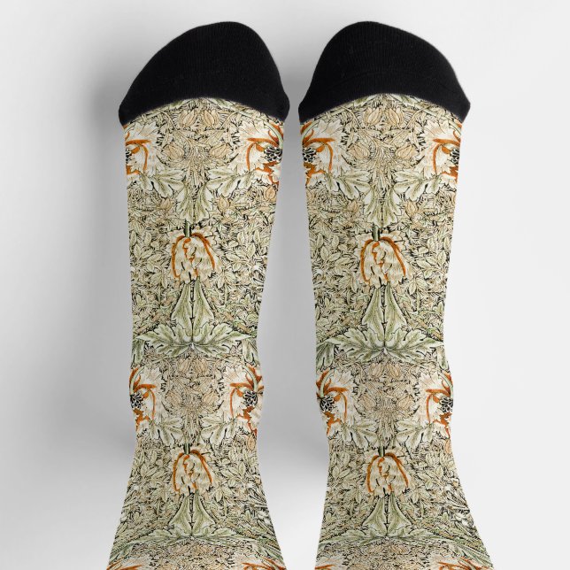 Chaussette Papier peint floral Chèvrefeuille de William Morri (Haut)