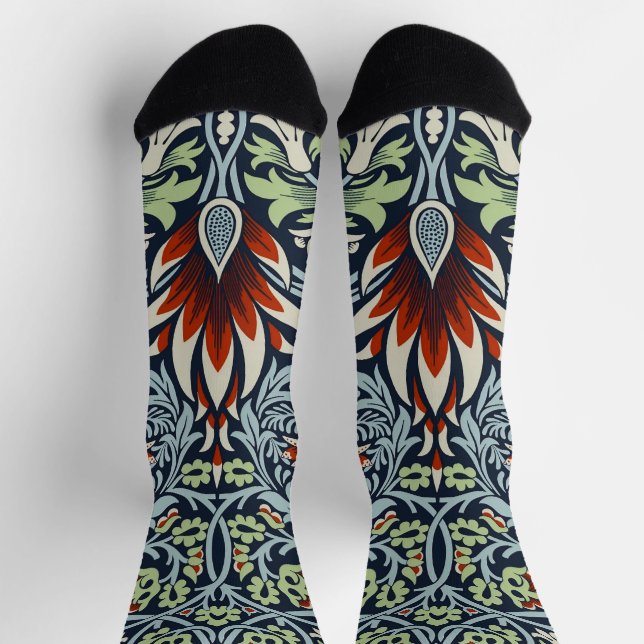 Chaussette Papier peint floral Morris Navy Blue Snakeshead (Haut)