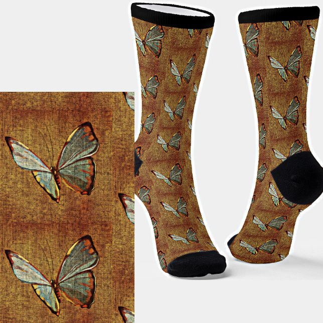 Chaussette Papillon Abstrait sur Brown (Créateur téléchargé)