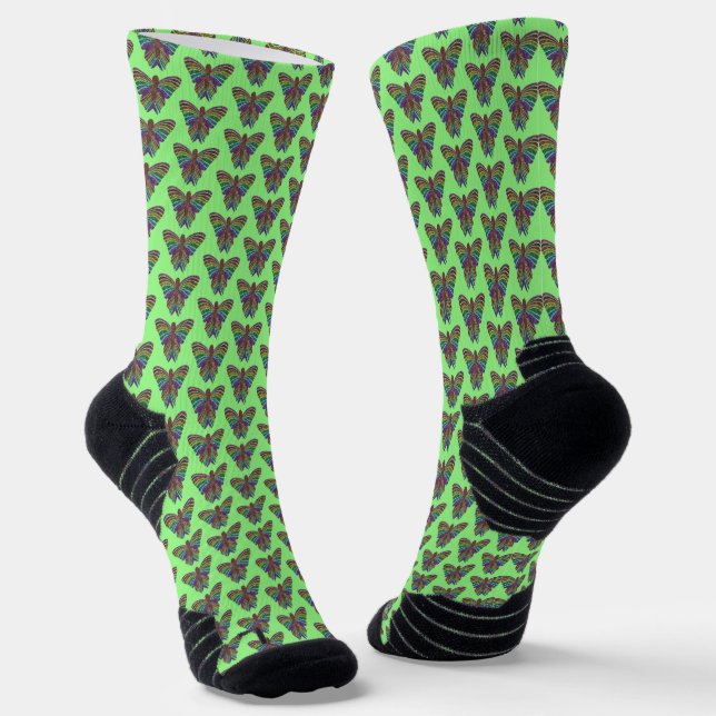 Chaussette Papillon Arc-en-ciel (vert clair) - Chaussettes de (Angulaire)