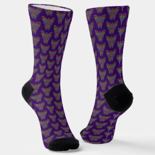 Chaussette Papillon Arc-en-ciel (violet) - Chaussettes Premiu