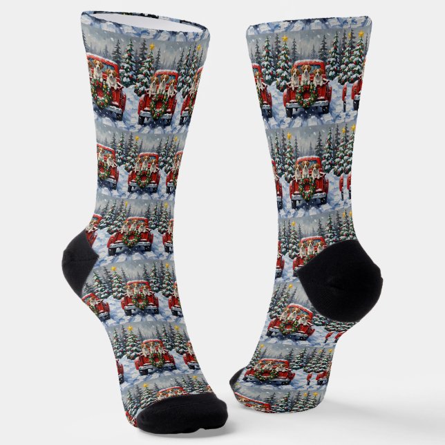 Chaussette Papillon camion rouge de Noël (Angulaire)