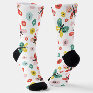 Chaussette Papillon et motif floral