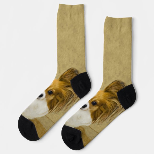 Chaussette Papillon (Hound Tri) Peinture - Art Chien original (Gauche)