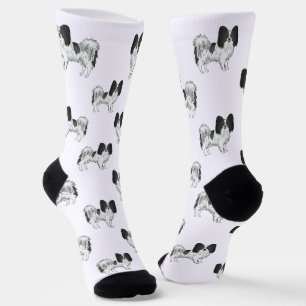Chaussette Papillon noir et blanc Motif de chien de dessin an