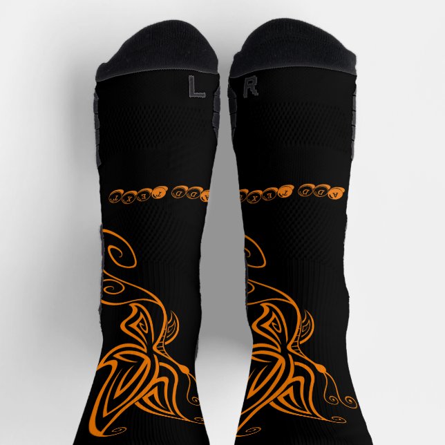 Chaussette Papillon Orange Imprimé Ajouter Texte Hommes Femme (Haut)
