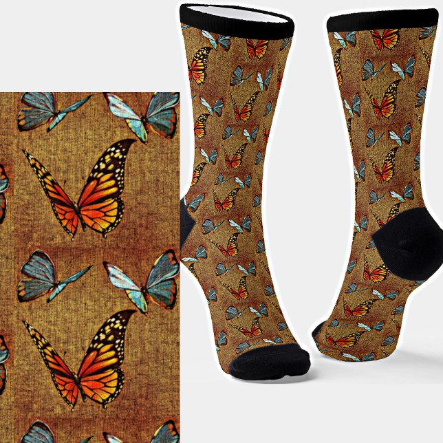 Chaussette Papillons Abstraits sur Marron (Créateur téléchargé)
