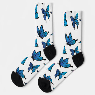 Chaussette Papillons bleus Abstraits sans fil numérique