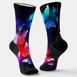 Chaussette Papillons de nuit Neon brillants sur arrière - pla