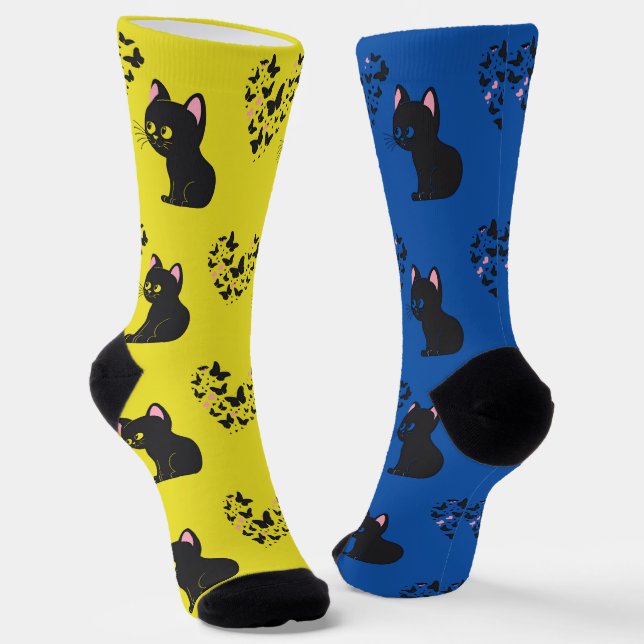 Chaussette Papillons d'observation des chats noirs (Angulaire)