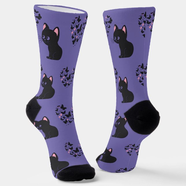 Chaussette Papillons d'observation des chats noirs (Angulaire)