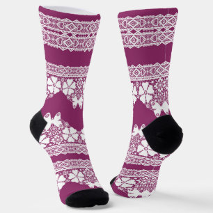 Chaussette Papillons en dentelle rétro blanche Bourgogne