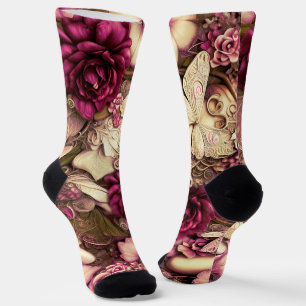 Chaussette Papillons Et Roses De Collage Décoratifs