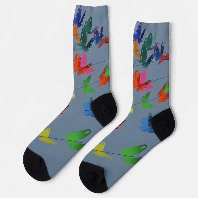 Chaussette papillons multicolores (Gauche)