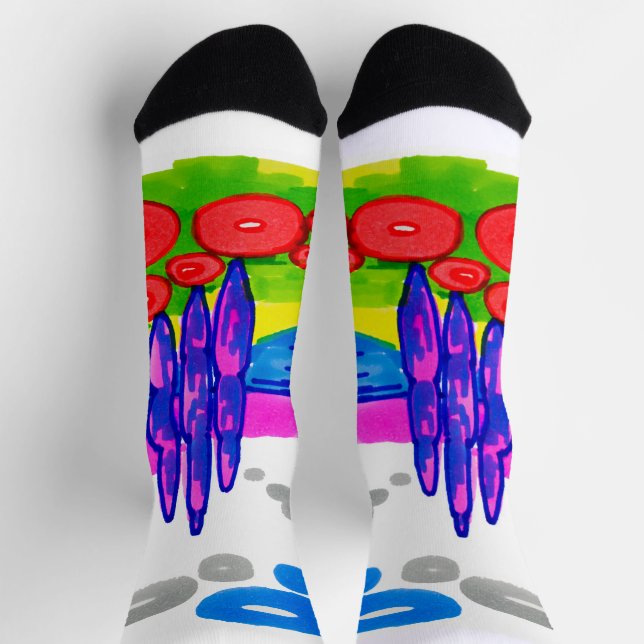 Chaussette Paradis Pop Art – Paysage Graphique Audacieux (Haut)