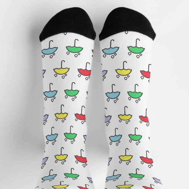 Chaussette Parapluies colorées et Motif Raindrops (Haut)