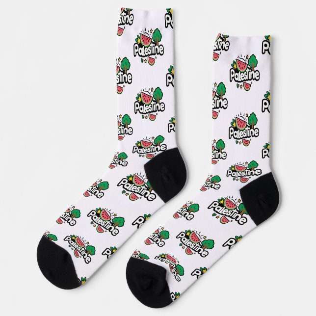 Chaussette Parole palestinienne mignonne entourée de pastèque (Gauche)
