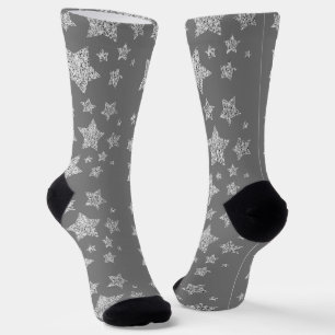 Chaussette Parties scintillant argent scintille Étoiles motif