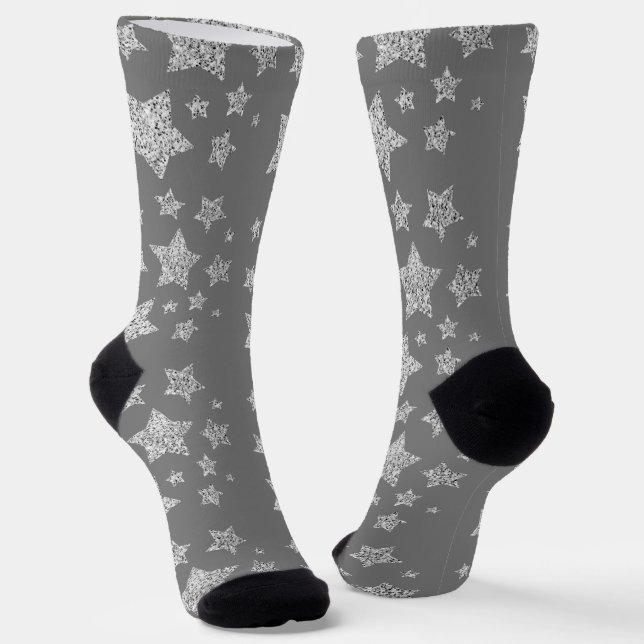 Chaussette Parties scintillant argent scintille Étoiles motif (Angulaire)