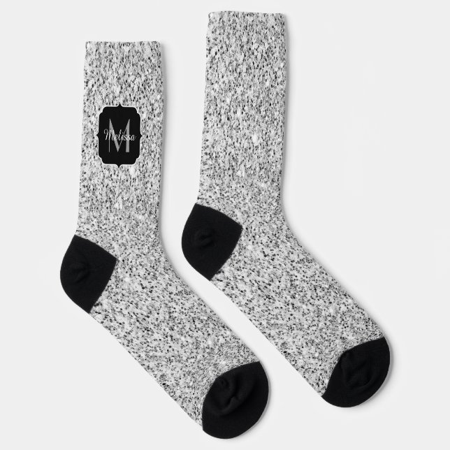 Chaussette Parties scintillant gris argent scintille Monogram (Droite)